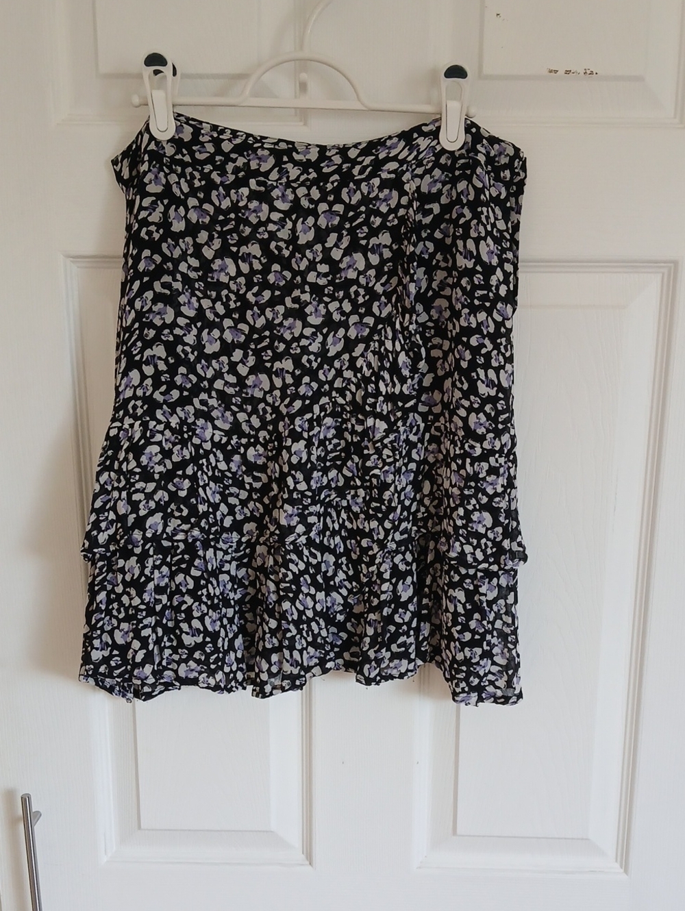 Black and Lavender Floral Tiered Skirt